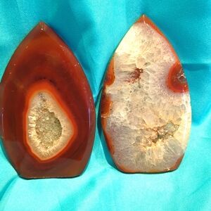 Agate crystal slabs pair natural
